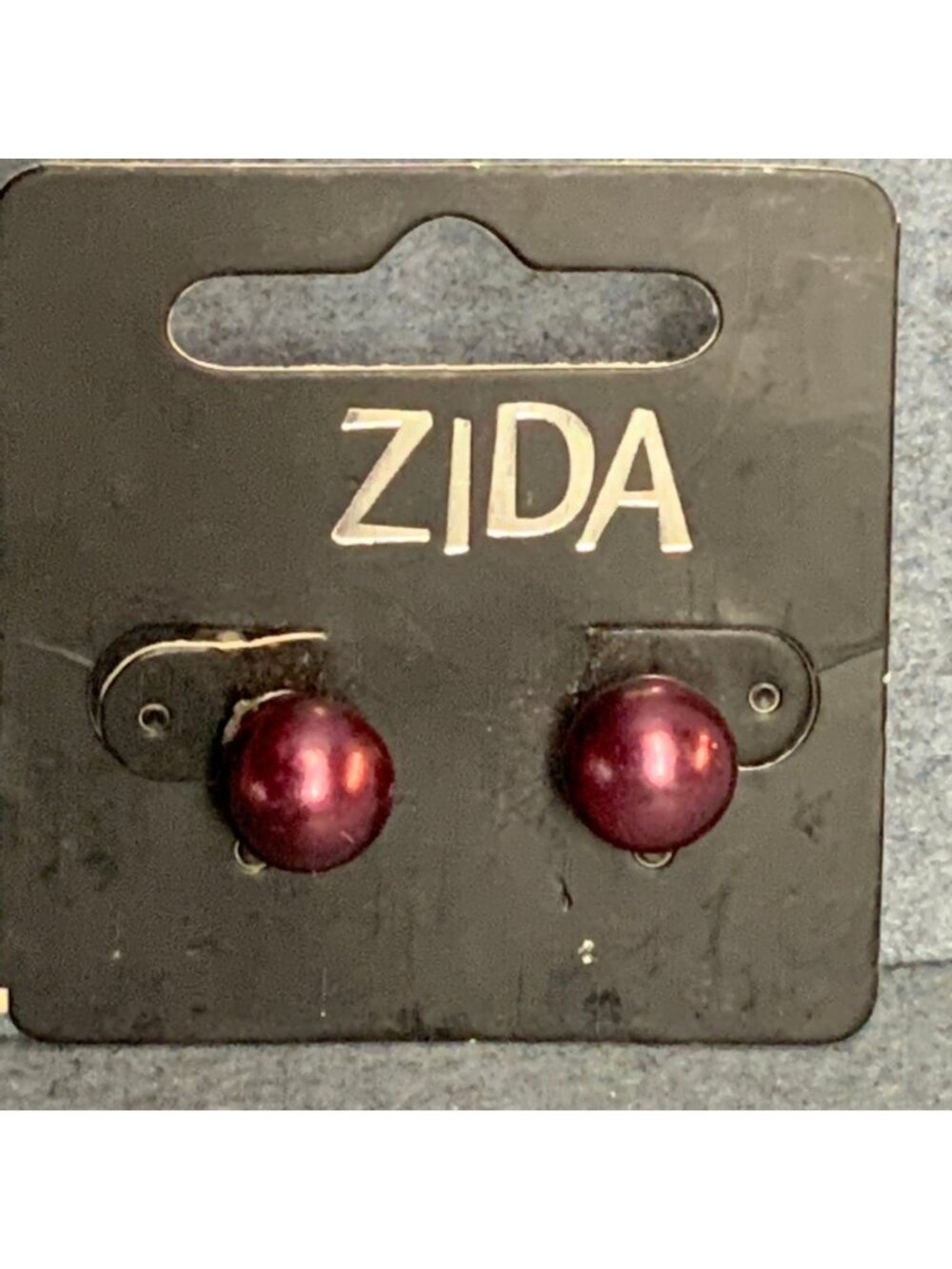 Zida Ball Stud Pierced Earrings 3/8 In As Is Burgundy Purple Pearlescent Vintage